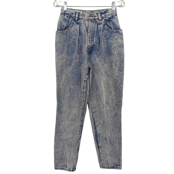 Vintage Essentials Sport Jeans sz 12 Acid Wash High Waist Pleated Mom Tapered - Picture 2 of 15